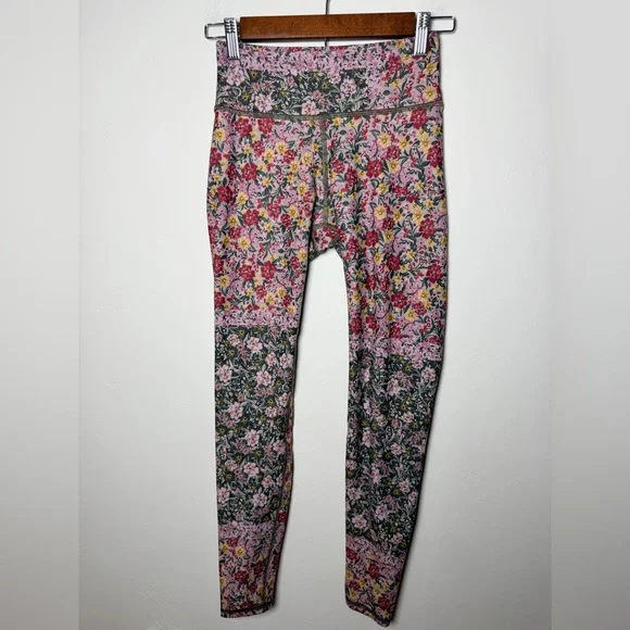 Savvi matching set leggings sport bra green pink floral large small activewear - Picture 2 of 8